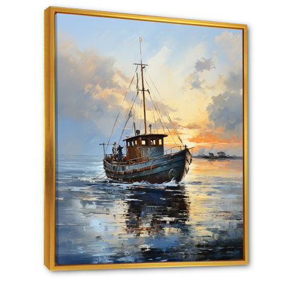 «Lake Fishers Boat Twilight III» - art mural bateau côtier