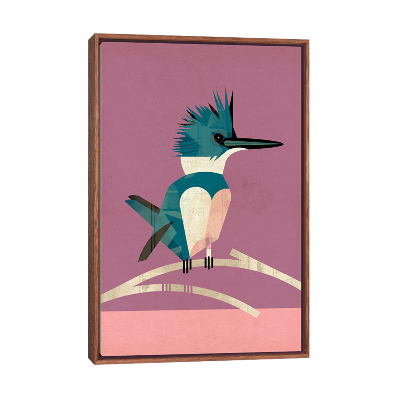 Kingfisher by Dieter Braun - Print on Canvas, 101.6 cm H x 66.04 cm W, Classic Brown Wood Framed