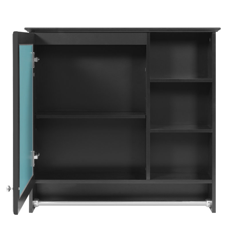 Armoire de rangement murale 2 en 1 avec tablette réglable et armoire d'appoint, Noir
