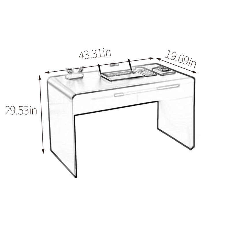 Bureau d'ordinateur Goodlow, H 29,53 po x l 43,31 po x P 19,69 po, Noir