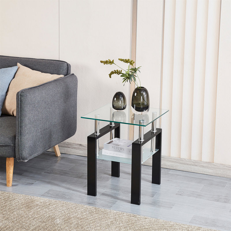 Table d'appoint polyvalente en verre trempé pour diverses pièces, rehaussant le style intérieur