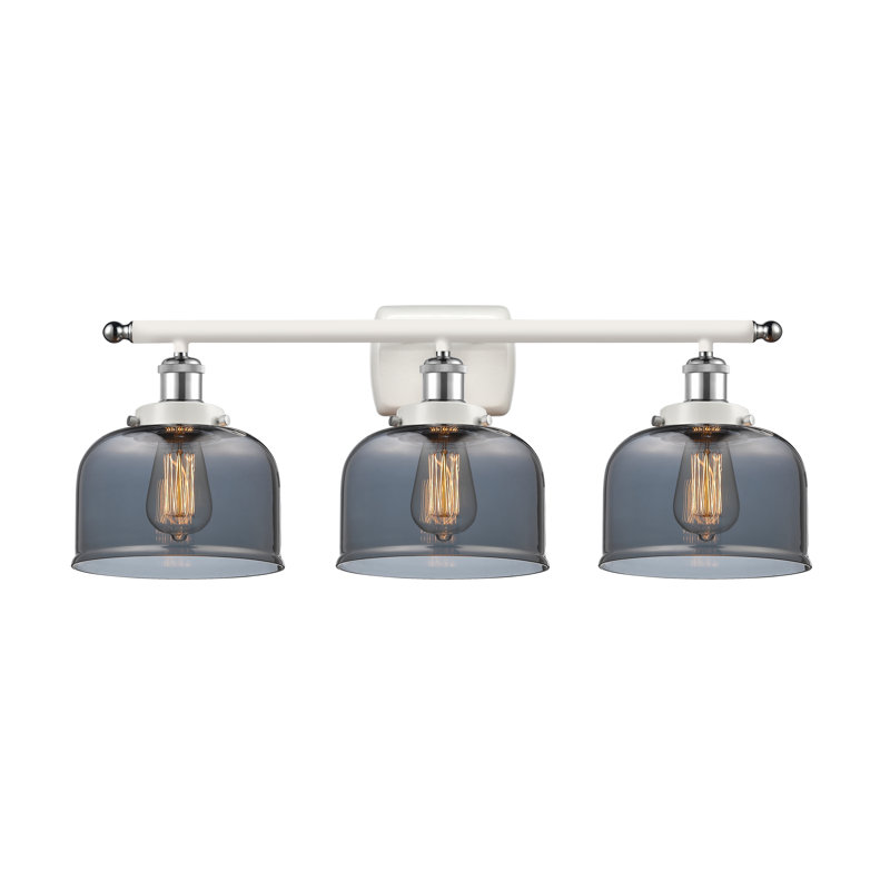 Éclairage pour salle de bain à 3 lumières 28 po Ballston Urban Bell, DEL, Plaqué couleur fumée, Blanc et chrome poli