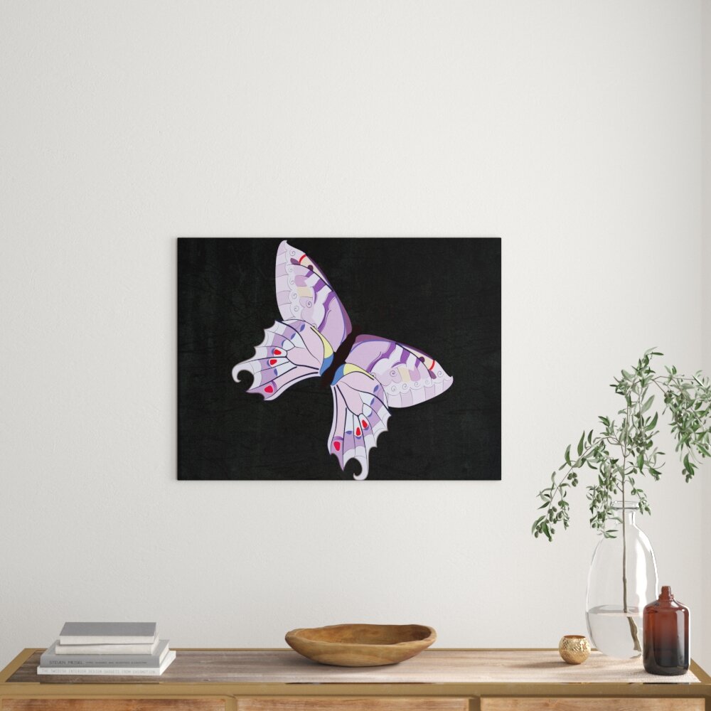 Leinwandbild Hübscher Schmetterling in Schwarz/Lila