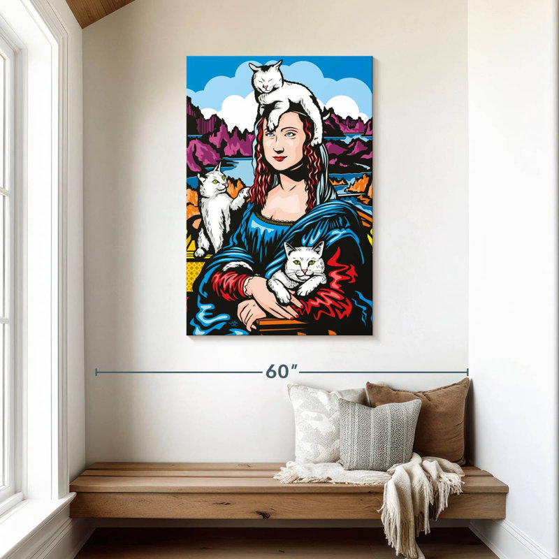 Ketti Mona Lisa With Cats, 45" H x 30" W