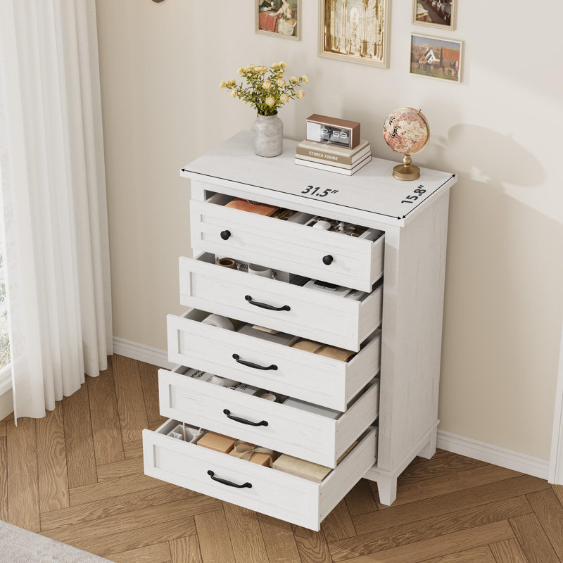 Commode à tiroir vertical de 41,3 po de hauteur avec grand rangement, Blanc
