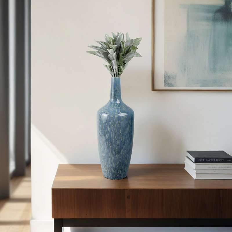 Vase en céramique Vase à fleurs décoratif moderne pour décoration intérieure contemporaine, H 24,5 po x l 9,5 po x P 9,5 po