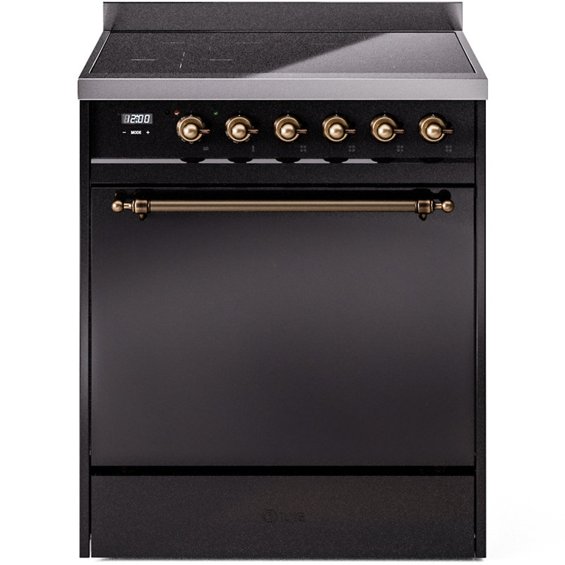 ILVE Nostalgie II 30 in Induction Range, Glossy Black/Bronze