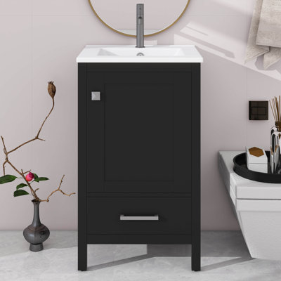  Ensemble de meuble-lavabo élégant avec lavabos en céramique et tiroirs cloisonnés