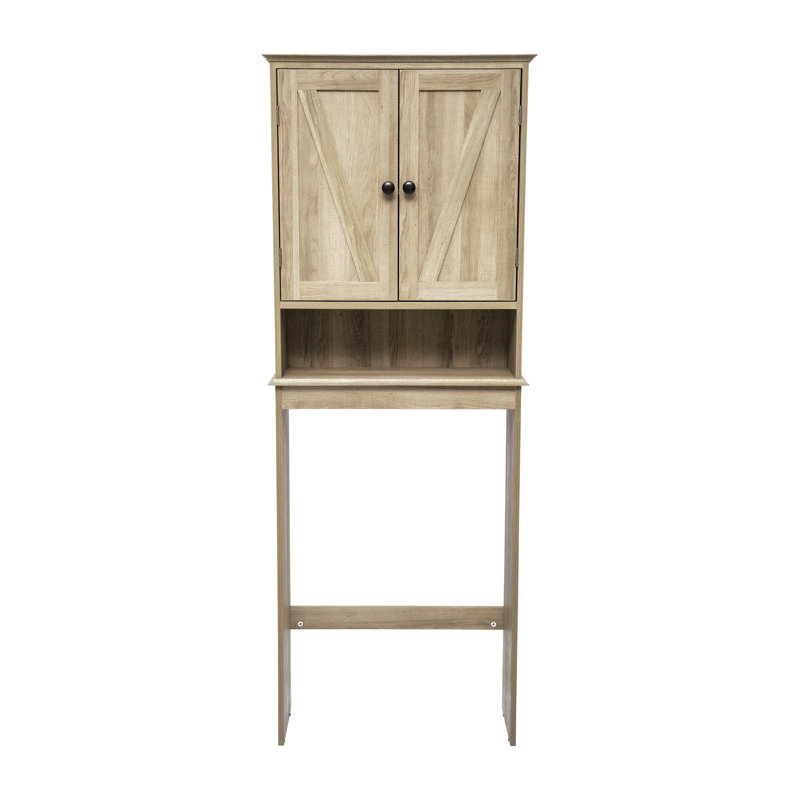 Rustic Brown Engineered Wood Over-the-Toilet Storage Cabinet with Adjustable Shelves