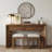 Solid Wood Console Table with 2 Drawers, 63" Simple Vanity Table Writing Desk
