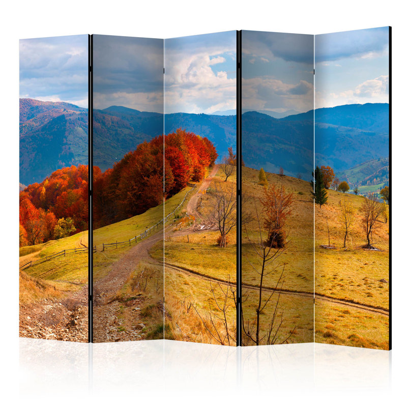 Chacon 225cm W x 172cm H 5 - Panel Solid Wood Folding Room Divider