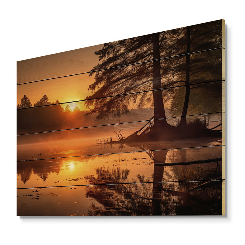Majestic Sunrise Over The Lake IV - impression de paysage de lac sur bois, H 10 po x l 20 po x P 0,78 po