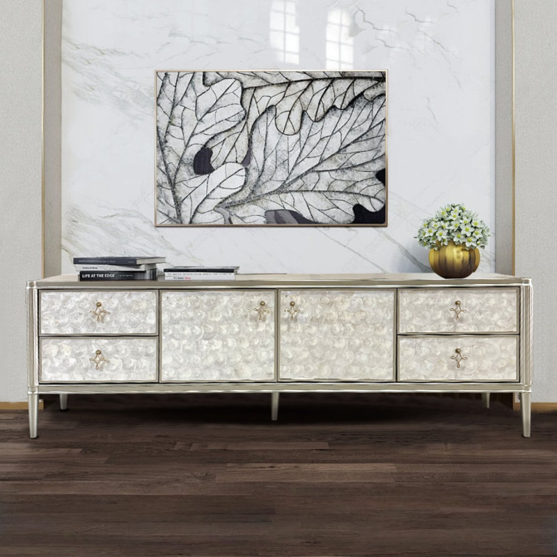 Meuble télé Modern Creative, Argent argent, H 23,62 po x L 78,74 po x l 15,75 po