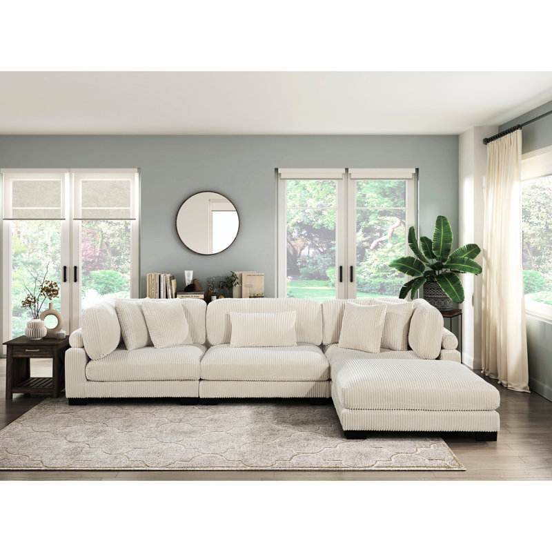 Chaise sans accoudoirs 1pc avec revêtement en velours côtelé beige et structure robuste en contreplaqué, Beige