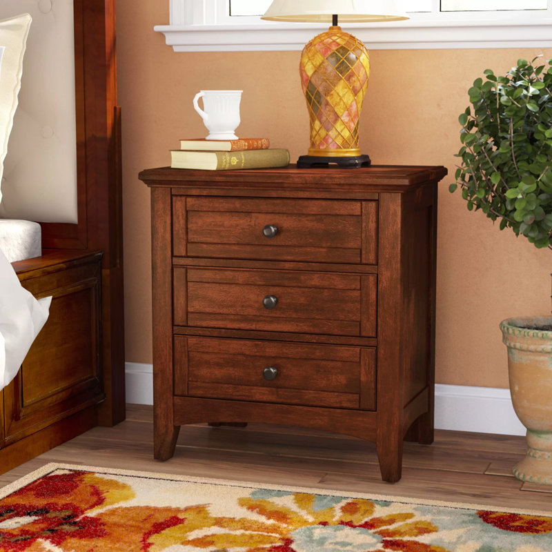 Yaovi 25'' W Nightstand, Warm Cherry