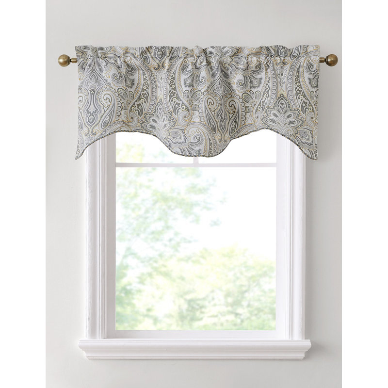 Gillot Blackout Rod Pocket 50" Window Valance, Gray/Yellow