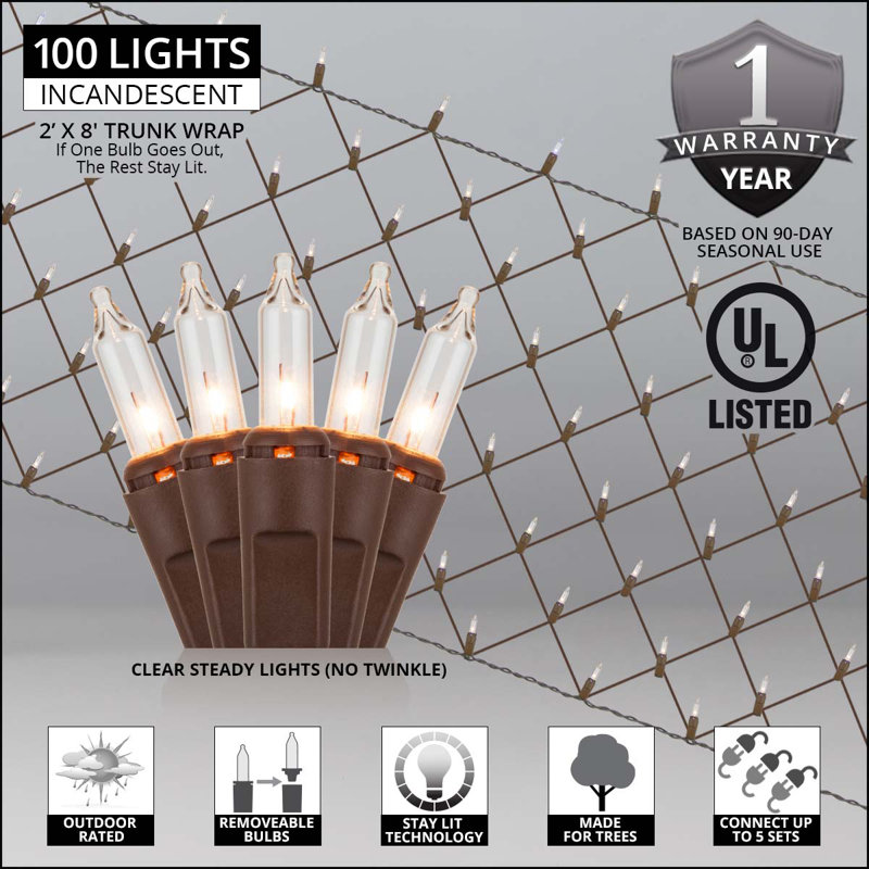 100 Light Christmas Trunk Wrap Net Lights