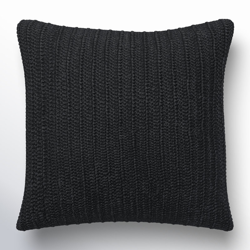 Marcie Square Pillow Cover & Insert, Black