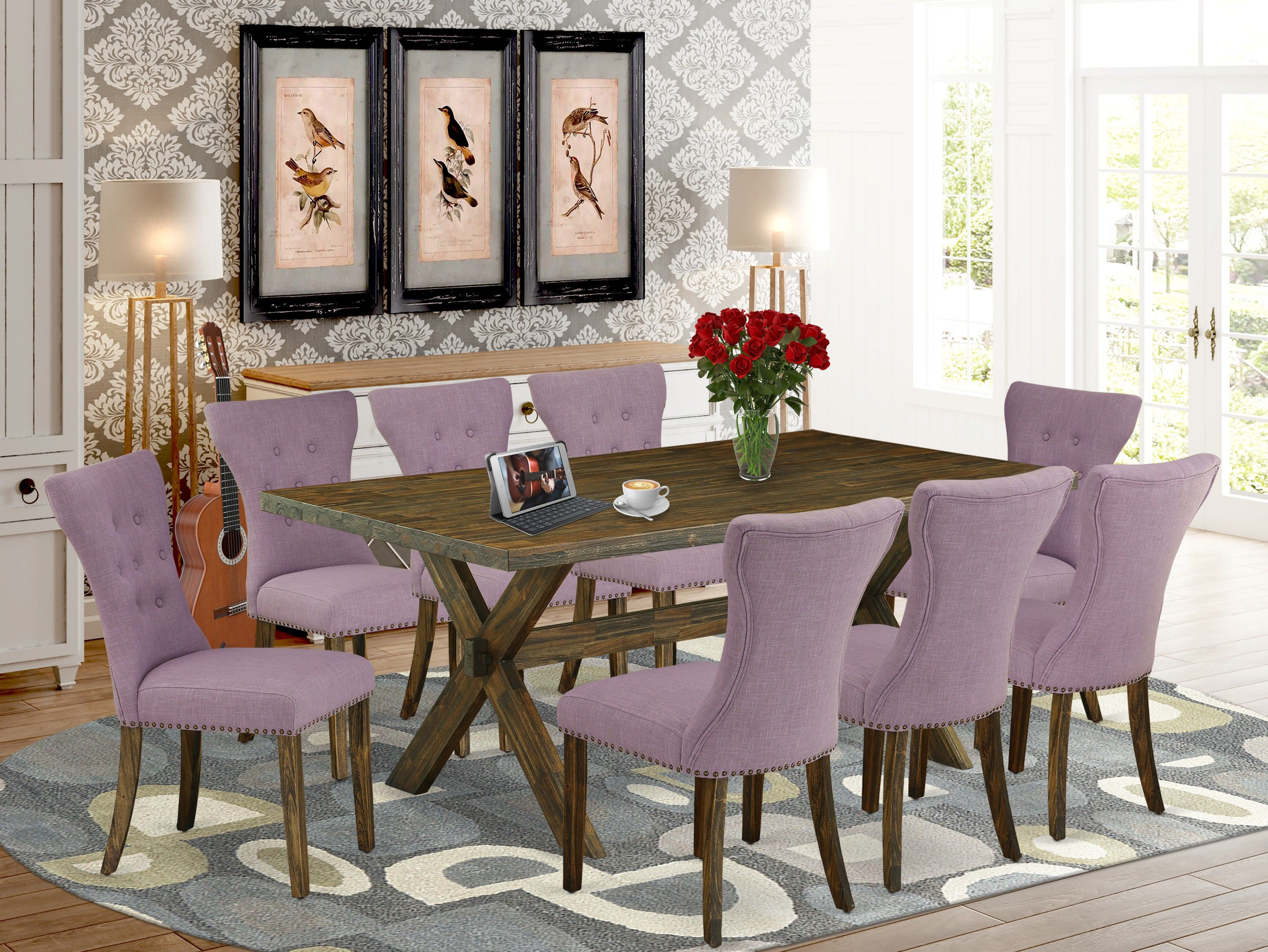 Red Barrel Studio Tseytlin 9 - Piece Rubberwood Solid Wood Dining Set ...