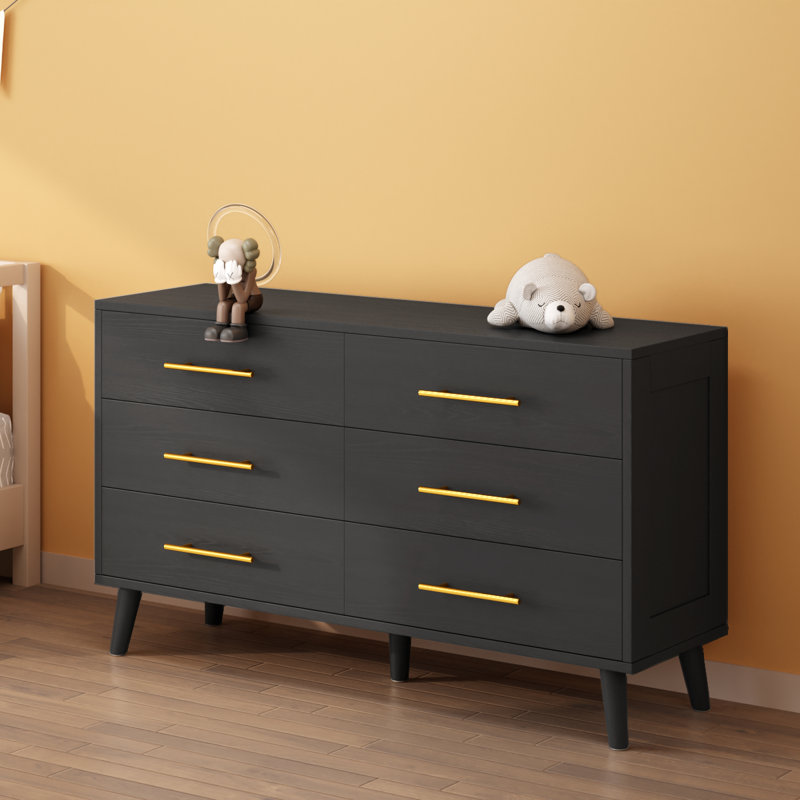 6 Drawer Dresser For Bedroom, Chest Of Drawers With Metal Handles