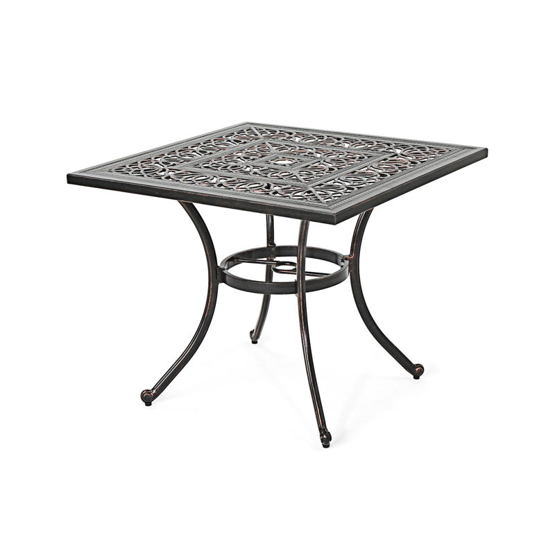 Vanderpool Square Metal Outdoor Dining Table With Umbrella Hole , 34.8'' in. W 34.8'' in. D