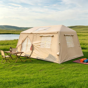 9 ft. x 13 ft. Beige 4-Season Oxford Inflatable Camping Tent with Hand Pump (4-8-Person)