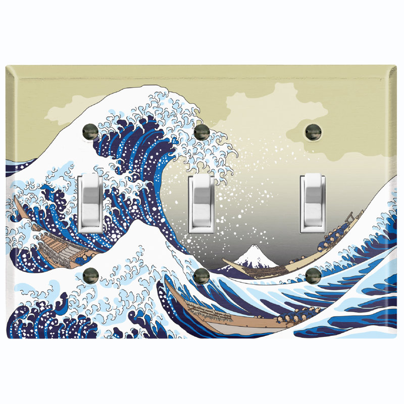 Blue Sea Waves Nature Themed 3 - Gang Toggle Light Switch Standard Wall Plate