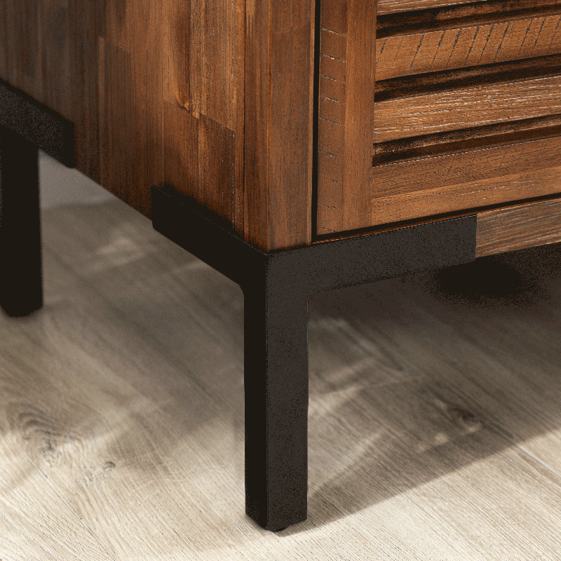 Miller Solid Wood Nightstand, Rustic Bedroom Side Table with Storage