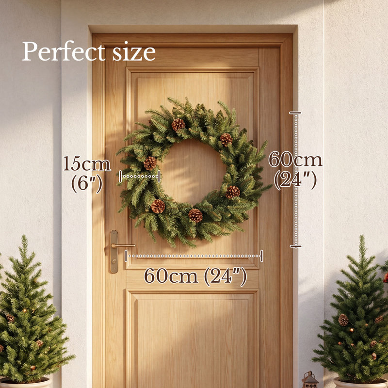  Artificial Christmas Wreath with Pine Cones