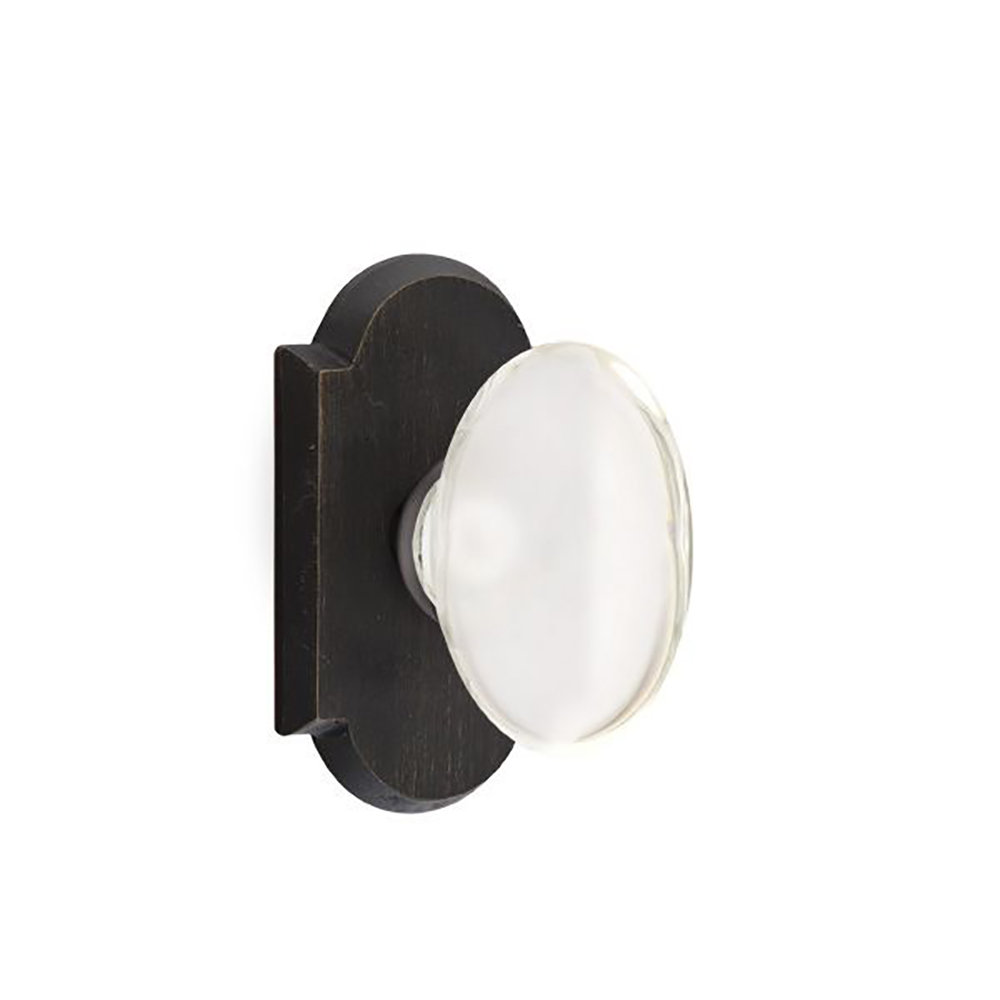 Emtek Passage Knobset w/ Sandcast #1 Rosette and Hampton Glass Knob Emtek