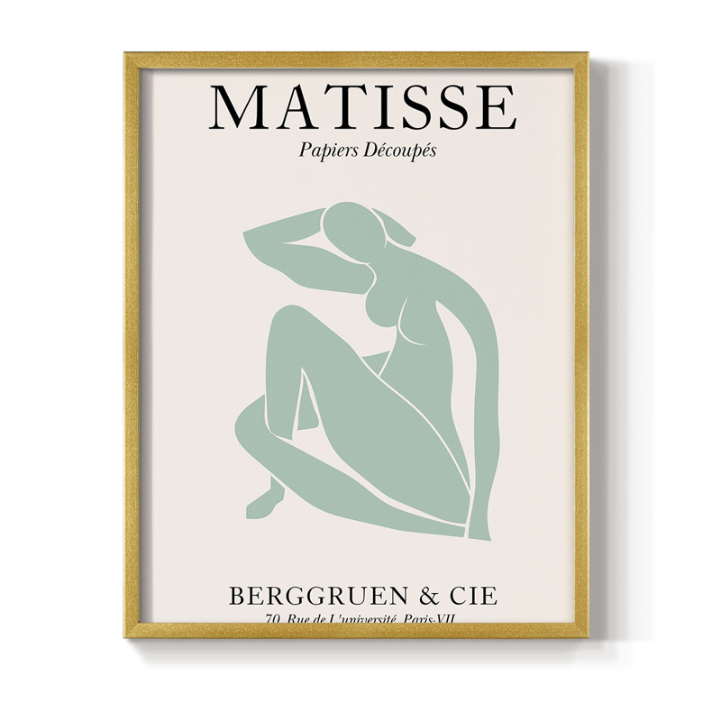 Matisse DII Framed Print - Solid Wood, 28" H x 22" W, Gold