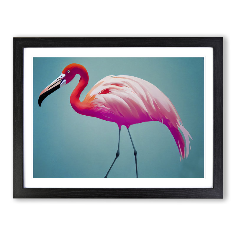 Ingenious Flamingo - Single Picture Frame Print, Black, 25cm H x 34cm W x 2cm D