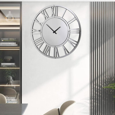 Grande horloge murale 24 "à miroir