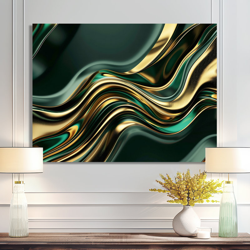 «Sweet Emerald Gold Flows», impression sur toile encadrée, Toile tendue, H 16 po x l 32 po