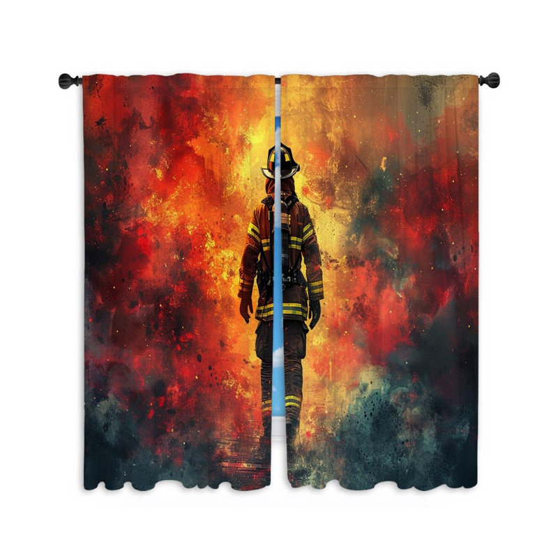 Paire de rideaux obscurcissant en polyester Firefighter Heroism, L 20 po x L 63 po