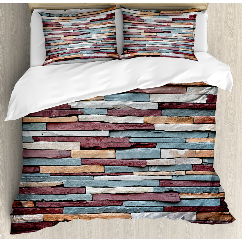 Rustic Geometric Shapes Duvet Cover, Queen Duvet Cover + 2 Standard Shams