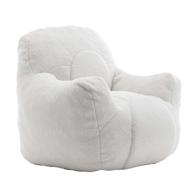 Memory Foam with Armrests, 30" H x 41.4" W x 37.8" D Incorrect, White Teddy