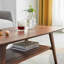 Table basse 100% bois de chêne - rectangulaire avec rangement, facile à assembler, bureau en noyer pour tablettes de salon, brun