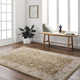 Bower Oriental Machine Made Power Loomed Polyester Area Rug in Olive/Cream/Dark Brown