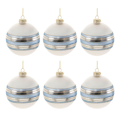 Striped Glass Ball Ornament (Set of 6)