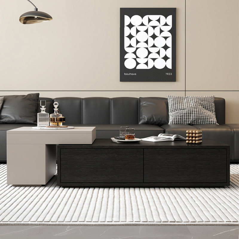 Luxury-Style Rectangular Coffee Table, 11.8" H x 43.3" L x 27.6" W, Black/Mint Green