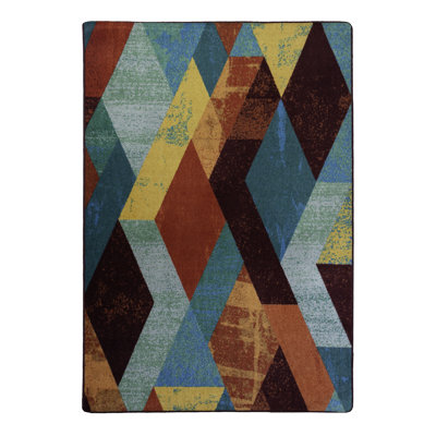 Tapis turquoise à motif abstrait Plaisance