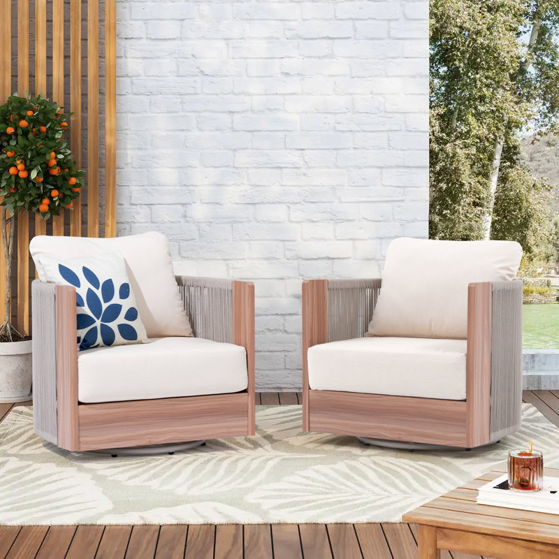 Chaise pivotante d'extérieur 2 pièces avec coussins 2 pièces, Swivel Chair