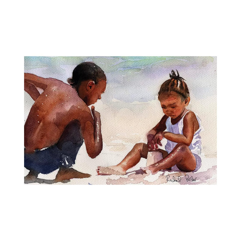 Sandcastle by Rachel Parker - Painting on Canvas, Wrapped Canvas, 20.32 cm H x 30.48 cm W