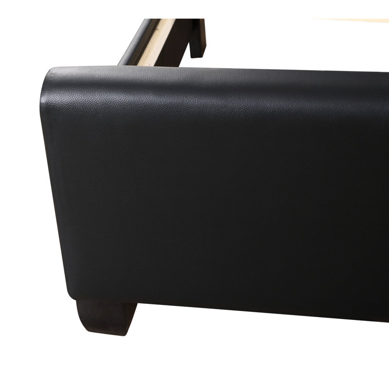 Lit double contemporain noir élégant - 48 po de hauteur x 57 po de largeur et 83 po de profondeur, pour une utilisation quotidienne, noir élégant, design minimaliste, assemblage requis avec une structure de style moderne 48h 57 'x 83', tous les jours
