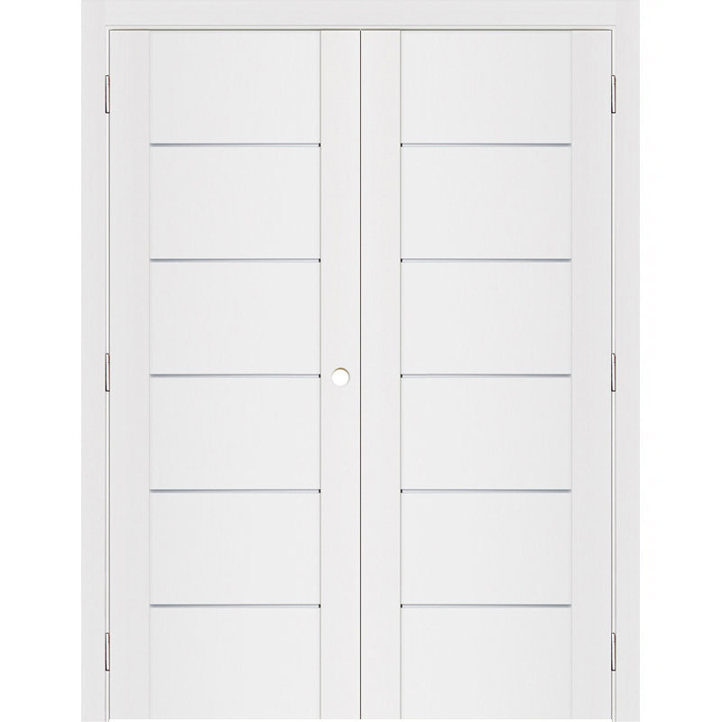 Stile 008 Pre-Hung Soft White Laminated Modern Interior Double Door, Left Hand/Inswing, 72" x 80"