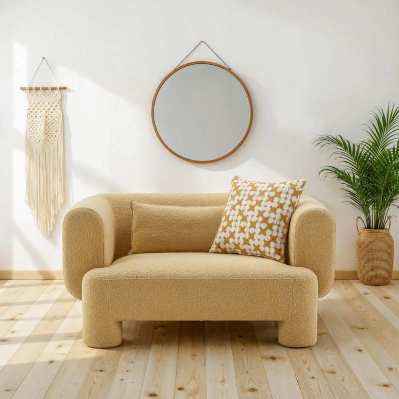 Fauteuil rond rembourré surdimensionné de 57 po avec coussins décoratifs Ambra