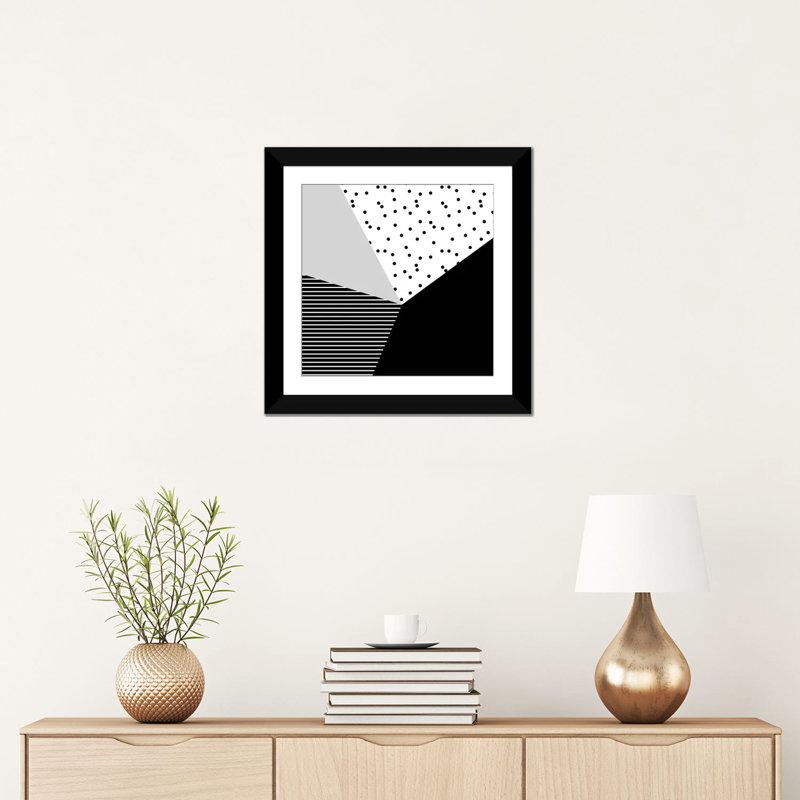 « geometry blocks x », reproduction d’impression sur toile tendue, H 16 po x l 16 po x P 1 po, Papier d'art encadré noir