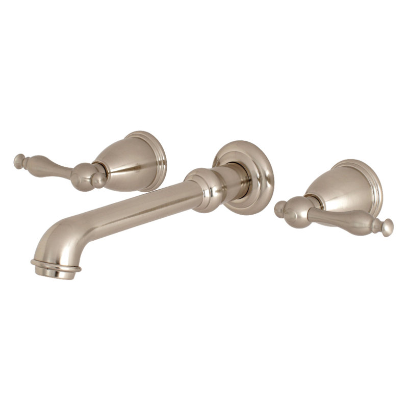 Naples Dual-Lever Wall-Mount Roman Tub Faucet in Brushed Nickel