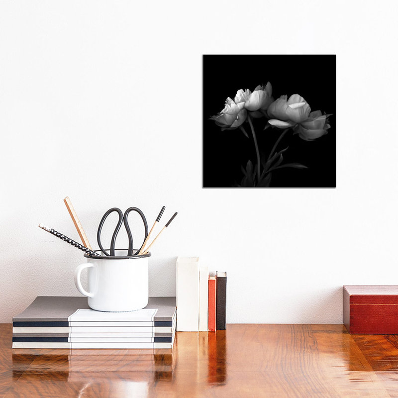 Peony V, B&W by Magda Indigo - Wrapped Canvas Gallery-Wrapped Canvas Giclée, 30.48cm H x 30.48cm W
